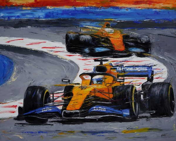 Abstract Motorsport Art Sebastian Duelling McLarens
