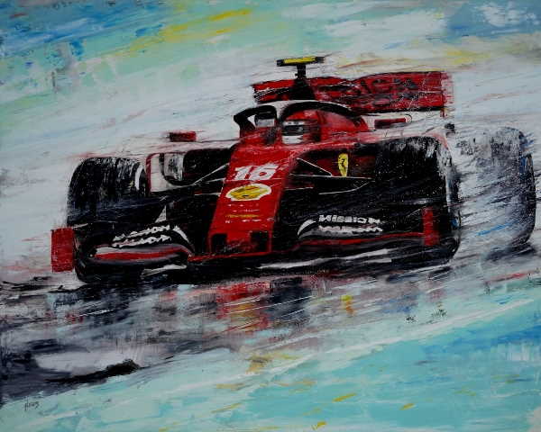 Abstract Motorsport Art Charles LeClerc Ferrari